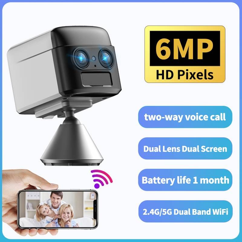 Home Indoor Dual Lens Security Camera Unplugged Wireless WiFi HD Night Vision Mini Camera Support Motion Detection, Zwei-Wege-Sprachanruf_voghion.com