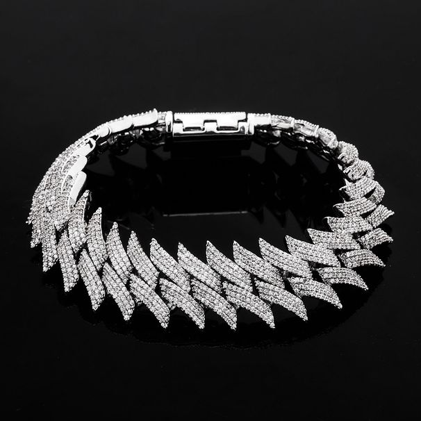20mm Thorn Box Buckle Cuban Chain Full Of Zircone Bracciale alla moda da uomo Hip Hop Vero oro galvanizzato_voghion.com