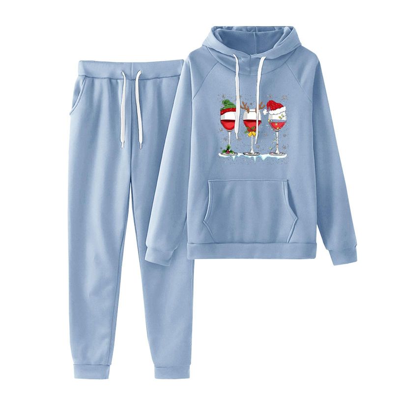 Felpa con cappuccio per Natale e Capodanno autunno/inverno 2024, set da due pezzi_voghion.com