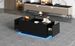 Table basse relevable avec LED, hauteur réglable et extensible, 95 x 48 x 40 cm, table de salon multifonctionnelle avec 2 tiroirs, noire_voghion.com