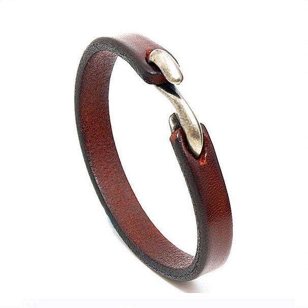 Custom Genuine Leather Men's Accessories Rock Cowhide Bracelet_voghion.com