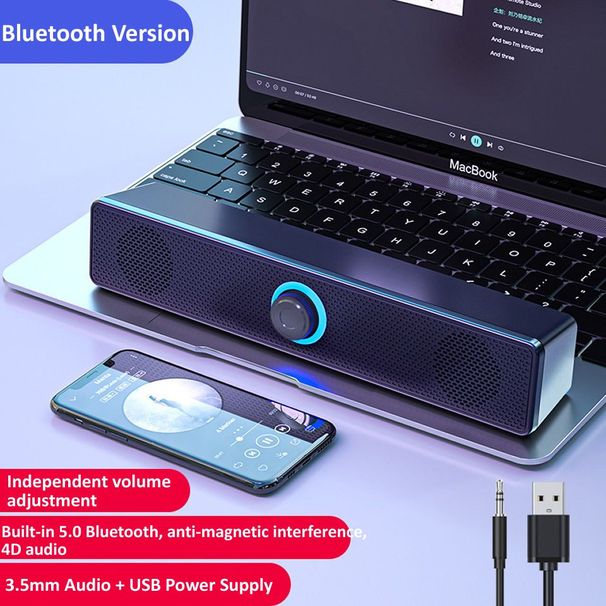 3D Surround Soundbar Bluetooth 5.0 Speaker Wired Computer Speakers Stereo Subwoofer Sound Bar For Laptop PC Theater TV Aux 3.5mm_voghion.com
