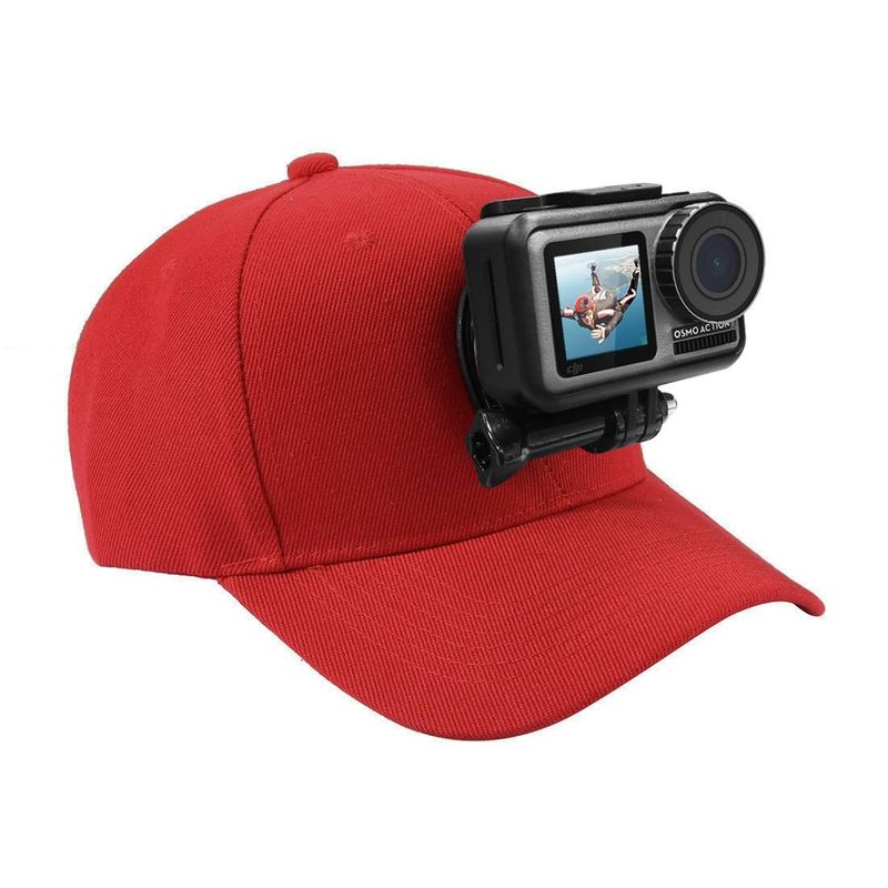 Baseball sapka J-hook csattal és csavarral GoPro, DJI OSMO Action és egyéb akciókamerákhoz (piros)_voghion.com