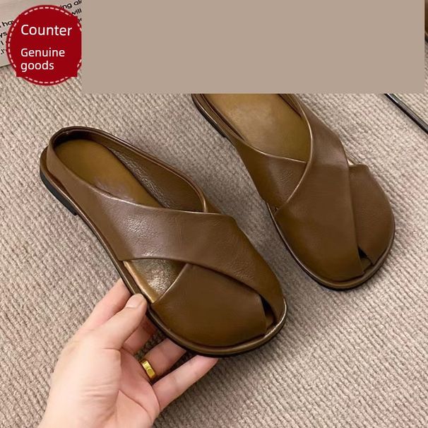 2024 Trendy Export Exportiert Nach Italien Sommer Neue Ankunft Slip-on Lofter Flats frauen Halb Hausschuhe_voghion.com