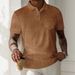 Herren Poloshirt aus Cord mit Revers, Knopftasche, einfarbig, lässig, kurzärmelig_voghion.com