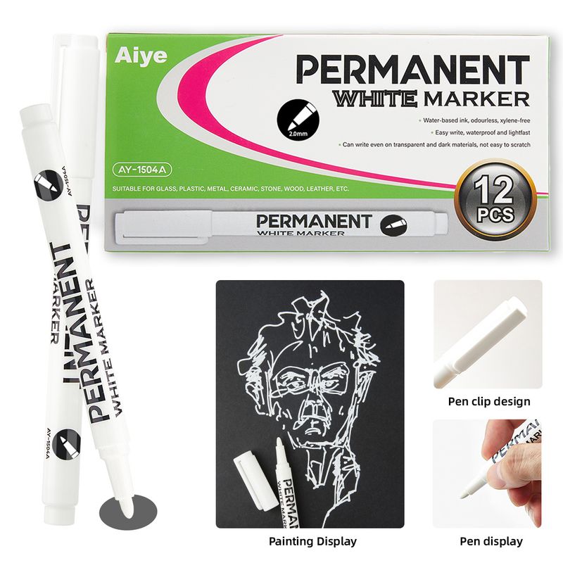 ​Industrial Permanent Markers - Oil-Based Waterproof Quick-Dry Marking Pens For Tires, Metal, Plastic & More (Black/White, Soft/Chisel Tip)​_voghion.com