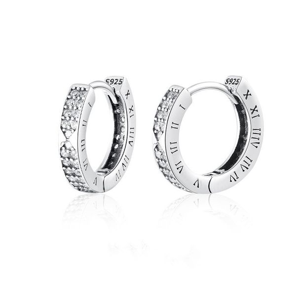 925 Zilveren Romeinse Cijfer Creolen met Zirkonia - Minimalistische Unisex Oorbellen voor Mannen & Vrouwen, Lichtgewicht & Hypoallergeen_voghion.com