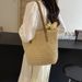 Simple Single Shoulder New Woven For Women Large Capacity Tote Versatile Straw Vacation Style Beach Bag_voghion.com