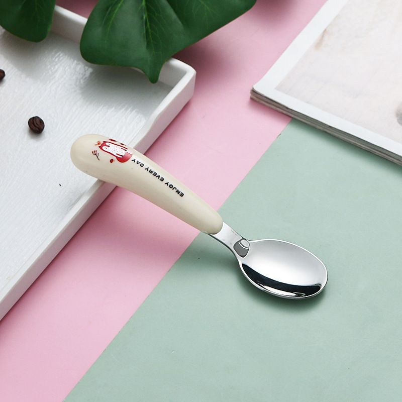Unisex steel children's portable ins tableware baby food spoon fork high value fork spoon set gift_voghion.com