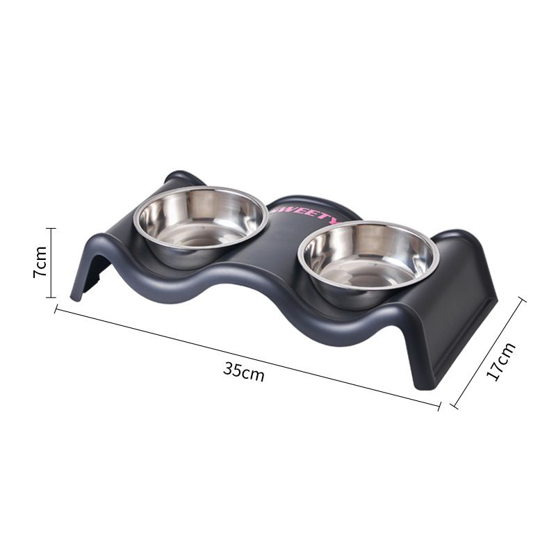 Gamelle pour chien en acier inoxydable, double couche, antidérapante et antichoc, protection du cou ondulé, grande capacité_voghion.com