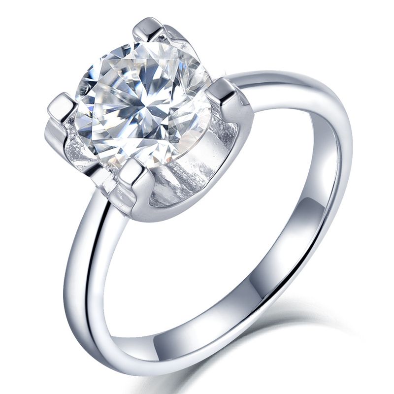 Ringe Klassischer Temperament-Diamantring für Damen, S925er Sterlingsilber, Ringfassung, eingelegter 1-Karat-Moissanit-Ring_voghion.com