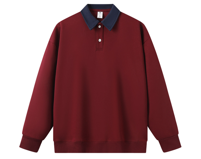 Autumn And Winter New Men's Long Sleeved Polo Shirt Loose Lapel Pullover Drop Shoulder Sweatshirt Fashionable Casual Sports Top_voghion.com