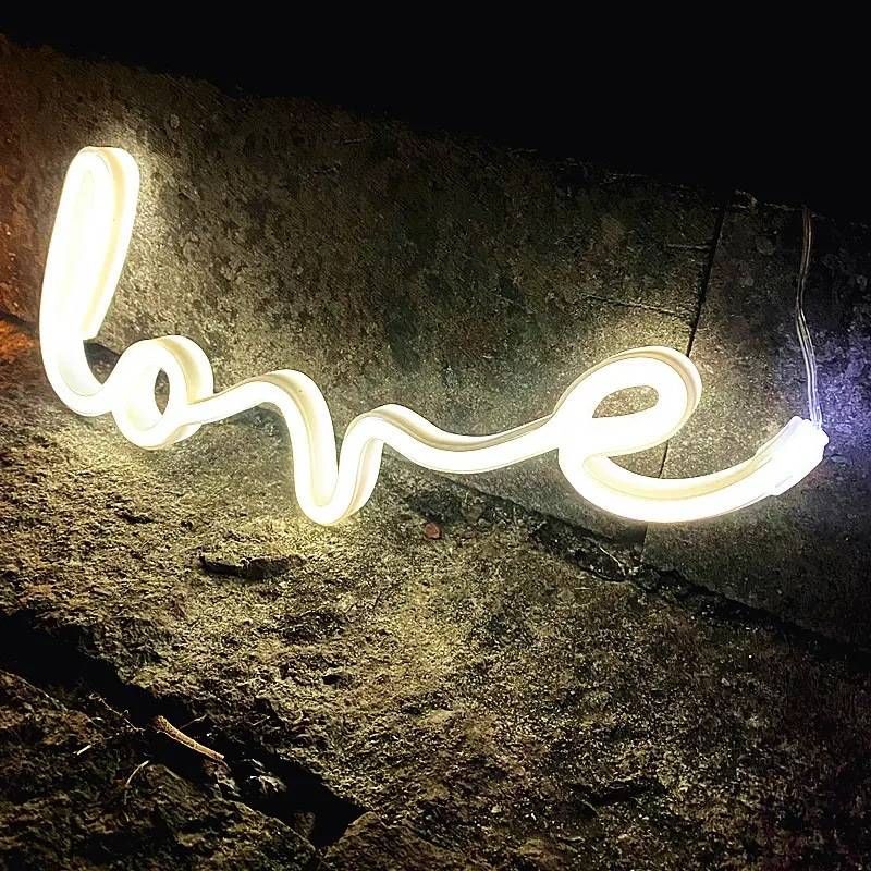 Neon LED Wall Lights – Battery-Operated Love, Flamingo, Cactus & Star Decor For Bedroom, Party & Photo Backdrop (Pink, Green, Warm White, 5-11 LED)​_voghion.com