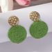 Dopamine Colorful Raffia Round Woven Sweet Elegant High-end Earrings Jewelry For Women_voghion.com