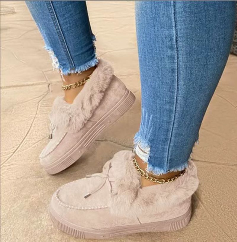 Shoes Cotton Shoes Round Head Thick Bottom Plus Velvet Stitching Shoes Snow Boots_voghion.com