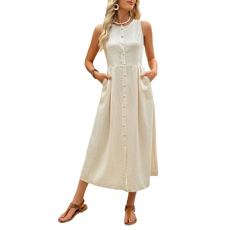 Independent Station Europe 2025 New Cro-Border Shopping Party Sleevele Solid Color Versatile Simple Style Casual_voghion.com