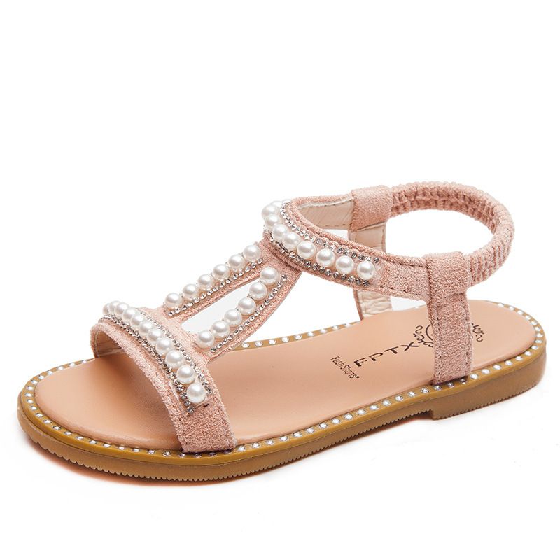 Sandalias de perlas para niña, zapatos de princesa con punta abierta, Edición coreana para bebé, niños pequeños y medianos, novedad de verano 2024_voghion.com
