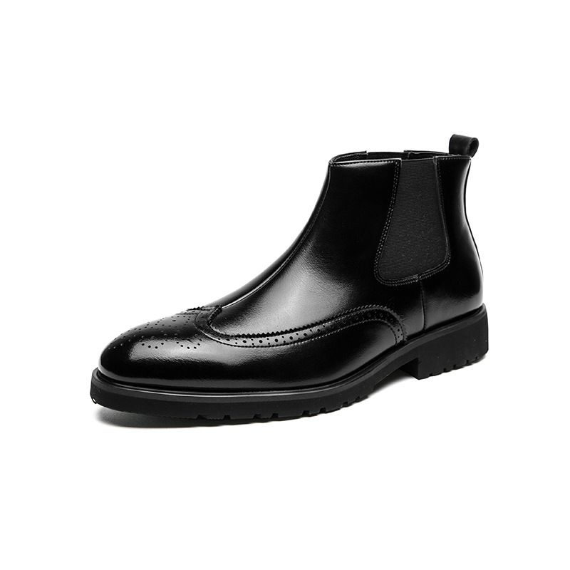 Men's Stylish Chelsea Boots - Pointed Toe Ankle Boots With Elastic Side Gussets, PU Leather Upper & Rubber Sole, Roman-Inspired Design For Winter_voghion.com