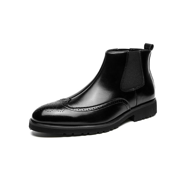 Men's Stylish Chelsea Boots - Pointed Toe Ankle Boots With Elastic Side Gussets, PU Leather Upper & Rubber Sole, Roman-Inspired Design For Winter_voghion.com