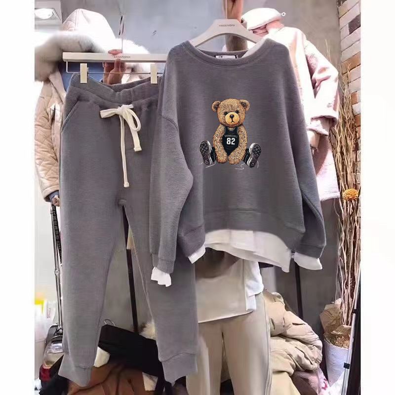 Dammekleedung Sport a Fräizäit Kostüm Neie Stil Moud an Alter Reduktioun Zwee Stéck Set_voghion.com