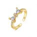 Gold bow ring metal copper plated real gold inlaid zircon open ring_voghion.com
