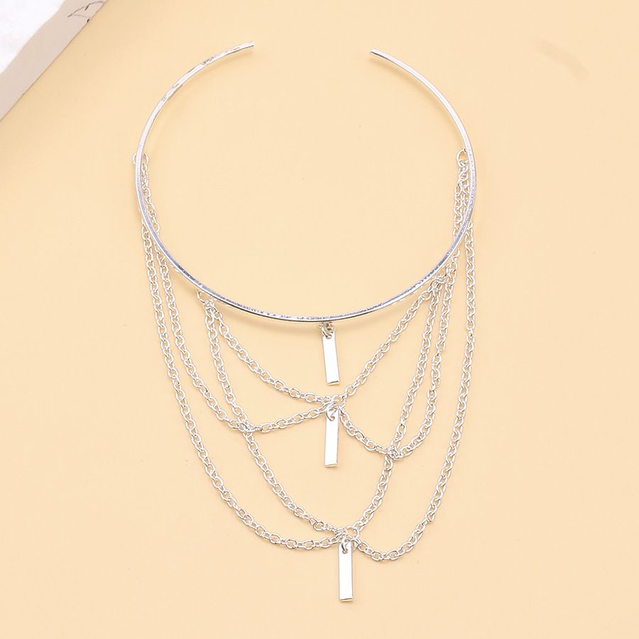 Acessórios punk modernos e personalizados, corrente ajustável, anel de borla, pulseira de braço aberto da moda para mulheres_voghion.com