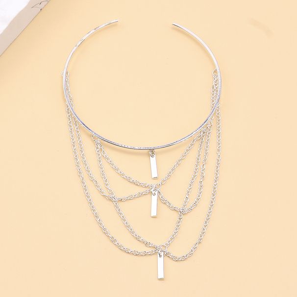 Acessórios punk modernos e personalizados, corrente ajustável, anel de borla, pulseira de braço aberto da moda para mulheres_voghion.com