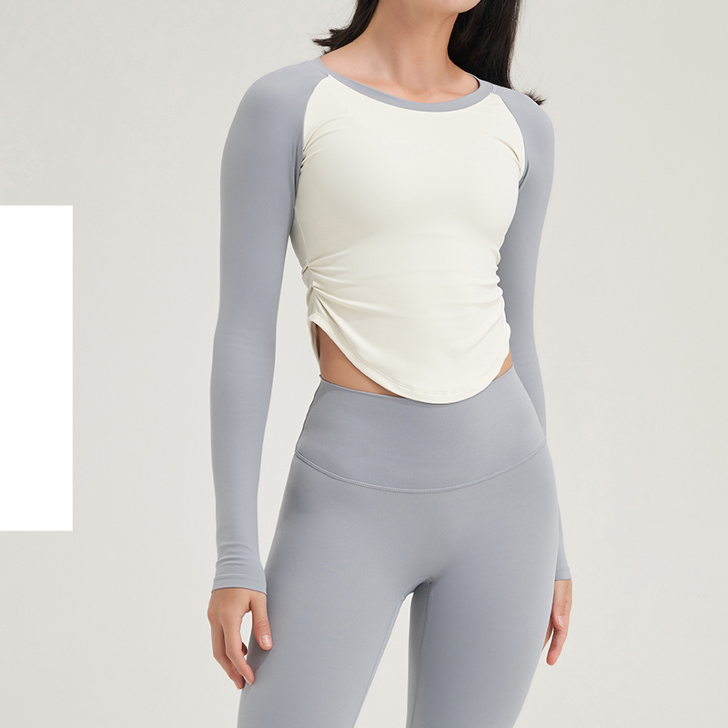 Yoga tops long sleeves women nude yoga clothes quick-drying fitness clothes long sleeve T-shirt running sports jacket women_voghion.com