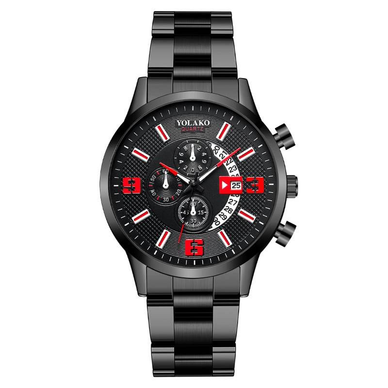 Neue Mode Luxus Edelstahl Uhr für Männer Schwarz Quarz Armbanduhren Business Casual Große Zifferblatt Uhr Männliche Uhr Relogios Masculinos_voghion.com