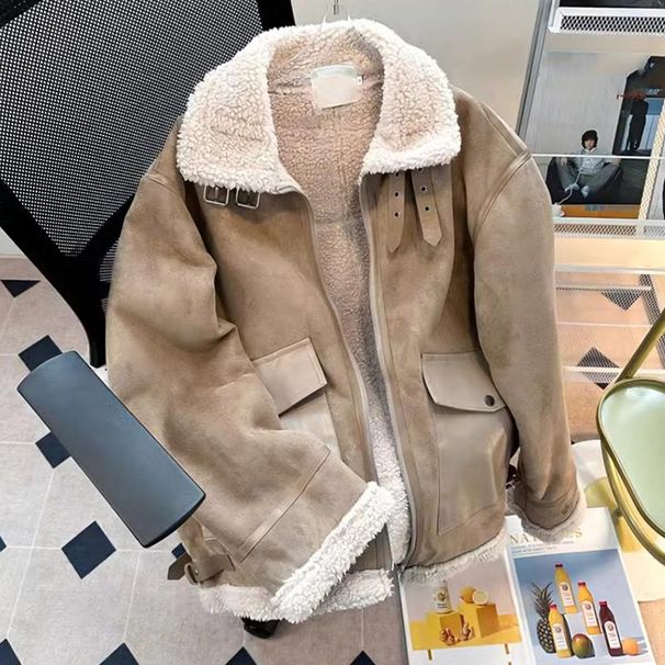 Winter New Stand-up Collar Lamb Wool Jacket Men's Trend Versatile Thickened Locomotive Lapel Padded Jacket Thickened and Warm_voghion.com