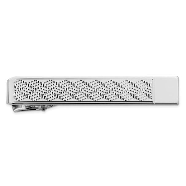Kelly Waters Rhodium-plated Chevron Pattern Tie Bar_voghion.com