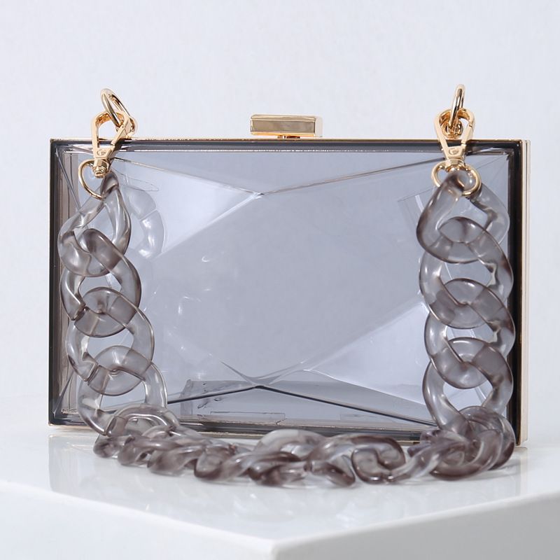 Beliebte diaförmige Acryl-Schulterkette in transparenter Farbe, quadratisch, modisches Kleid, Handtasche für Abendparty_voghion.com