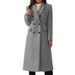 Women's Plus Size Long Wool Coat Winter Trench Coat With Double Breasted Buttons A-Line Overcoat For Ladies_voghion.com