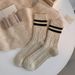 Warm Wool Cable Knit Socks For Women And Men, Striped Mid-Calf Socks, Thick Retro Style, Soft And Cozy, Perfect For Fall And Winter_voghion.com