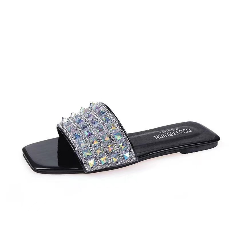 Sandals Wear Fairy Plus-Size Korean Version Fashion Rhinestone Flip-Flops Outside And Flat-Bottomed 2023 New Slippers_voghion.com