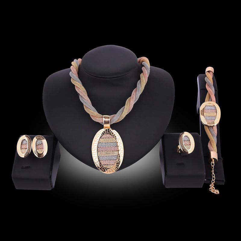 Women's Haute Feeling Necklace Earrings Hand Jewelry Set 4 Pieces Bridal Party Jewelry Set_voghion.com
