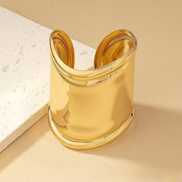 Hand Jewellery 1pc Jewelry Personalised Simple Exaggerated Open Polished Metal Bracelet Niche Vintage Openwork Leaves_voghion.com