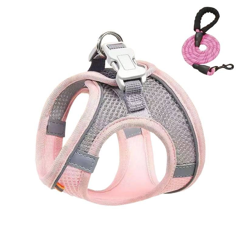 Undershirt Style Pet Chest Harness Summer Breathable Reflective Dog Leash_voghion.com