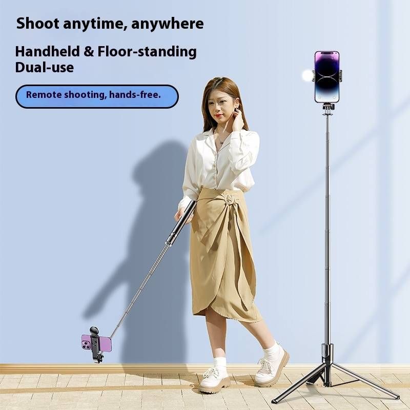 Perche à selfie rotative à 360° avec télécommande Bluetooth et lumière LED – Support de téléphone extensible 1 m/1,7 m pour diffusion en direct, voyages et vlogging._voghion.com