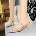 5131-1 French Style Pointed Mesh Rhinestone Stiletto Heel Mules For Women Breathable Hollow Strap Open Toe Shoes_voghion.com