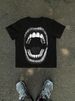 Men's Clothing Fashion Round Neck Street Contrast Color T Shirt Short Sleeves Exaggerated Big Mouth Print_voghion.com