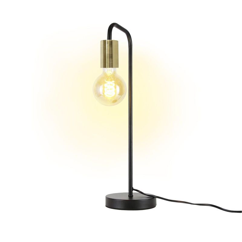 Tischlampe Vintage Nachttischlampe Wohnzimmer - Schwarz Gold Industrial E27 Tischleuchte Aus Metall Schreibtischlampe Mit Kabel Für Nachttisch_voghion.com