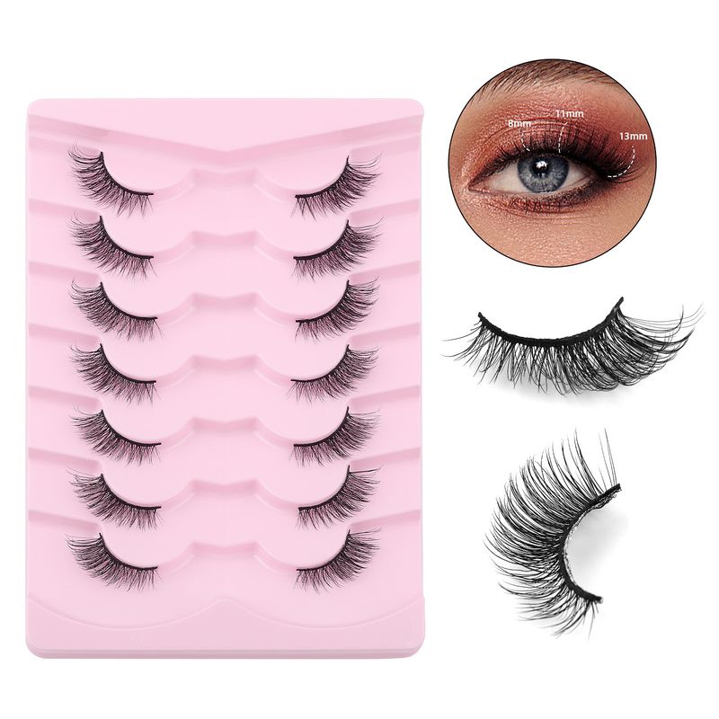 Ciglia finte naturali dense e oblique stile volpe, 7 paia, in vendita a prezzi scontati_voghion.com