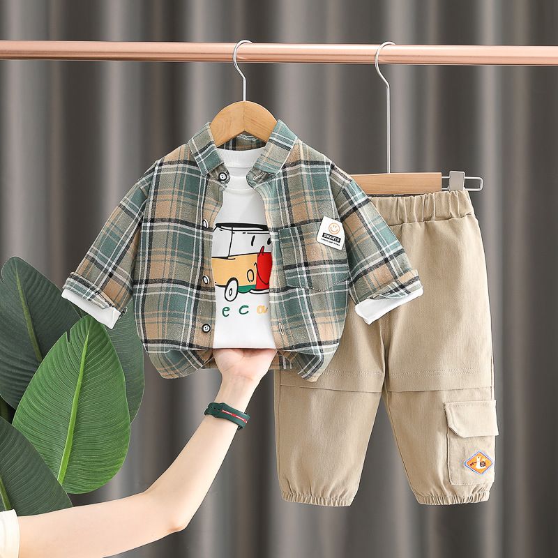 Koreansk versjon av fasjonable og kjekke vårklær for gutter, tegneseriehettegenser for små gutter 1-3 år gamle, casual bukser_voghion.com