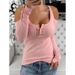 2025 New Ribbed T-shirt For Women, Slim Fit And Slimming, Off The Shoulder Button Top As A Base Coat_voghion.com