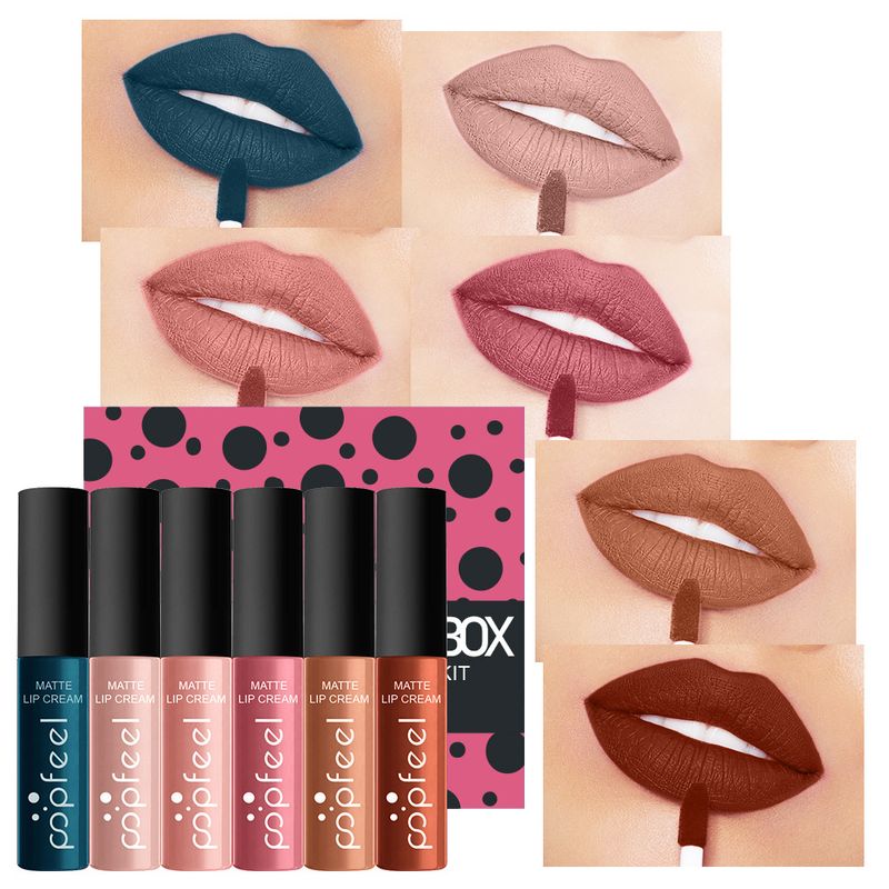 Lippenstift Exklusives POPFEEL 2-Farben-Lipgloss-Set Matt Matte Non Stick Flüssiger Lippenstift_voghion.com