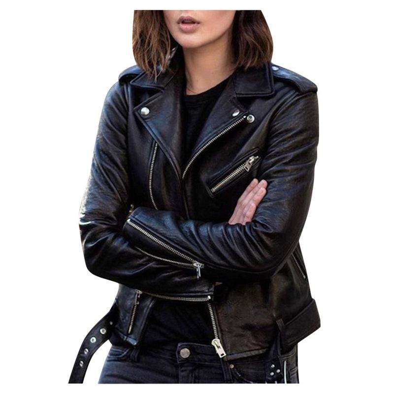 Vêtements pour femmes nouveau haut automne court printemps version coréenne veste de moto en PU minceur mince veste en cuir d'hiver_voghion.com