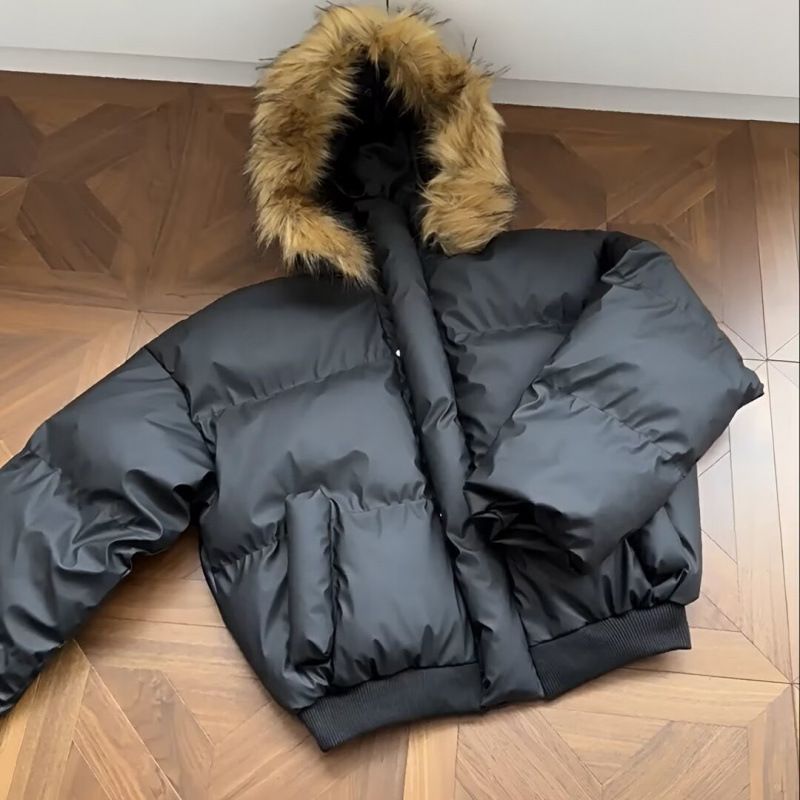 Herrenbekleidung Winter Retro Abnehmbarer Pelzkragen PU-Leder Baumwolljacke Für Männer Und Frauen Im Amerikanischen Stil Dicker Warmer Baumwollmantel_voghion.com