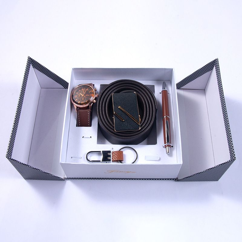 Kvartsklokker Herreklokker Forretningsgavesett med suvenirer Klokkebelte Lommebok Nøkkelringsett Luksuriøs Valentinsdagsgave_voghion.com