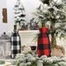 Haube Christmas Decorations Red and Black Large Plaid Wine Bottle Set Black and White Plaid Drawstring Wine Bottle Bag Wine Dress Up_voghion.com